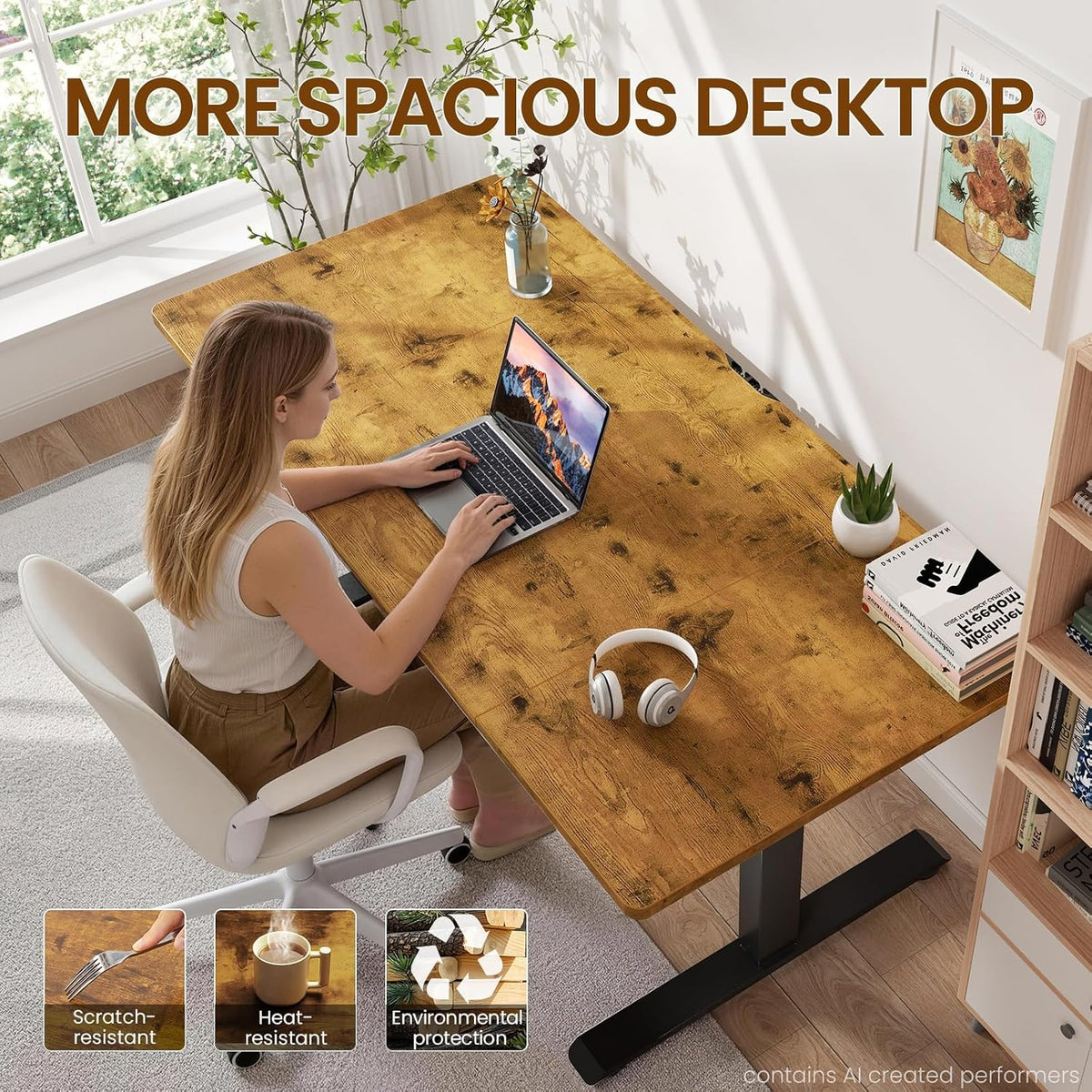 Veken 63"x28" Wider Large Standing Desk, Electric Height Adjustable...