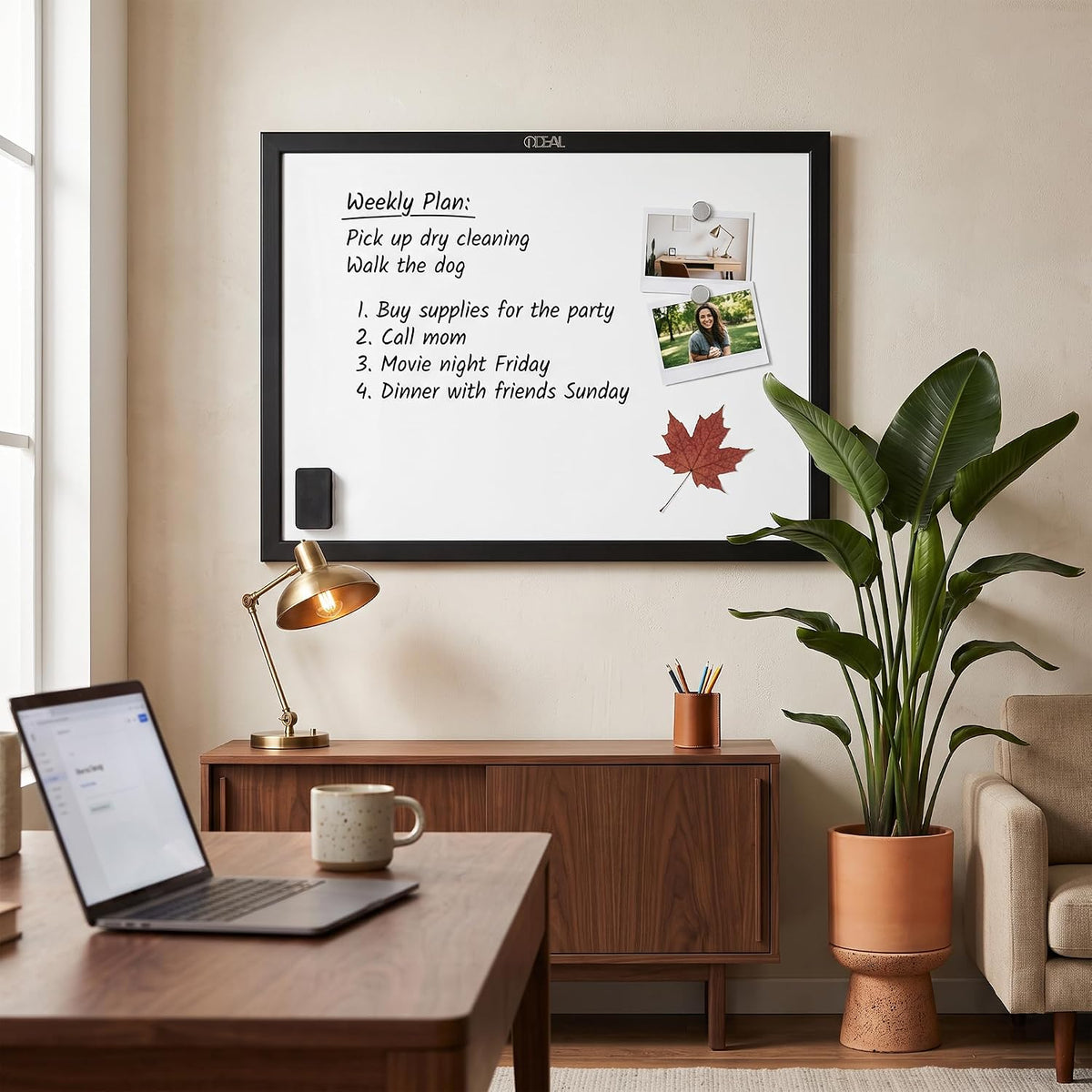 Gideal Magnetic Dry Erase Board with Pine Wood Frame, 36" x 24" Whi...