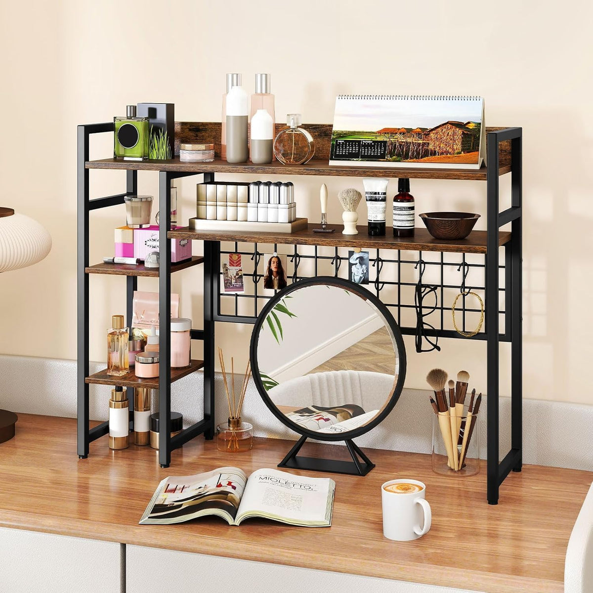 COSTWAY Desktop Bookshelf for Monitors up to 32", Countertop Organizer