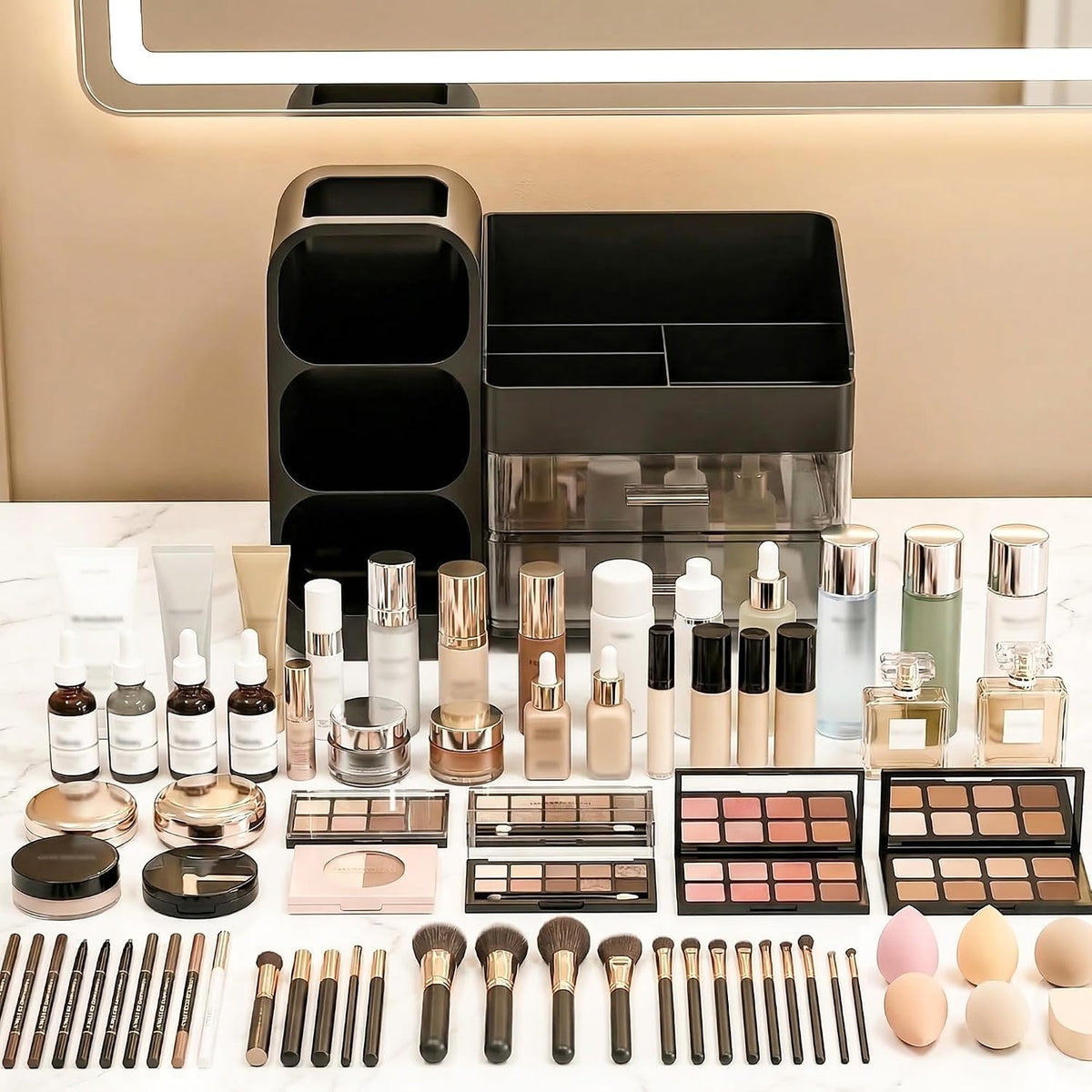 Large Capacity Makeup Organizer Countertop with Makeup Brush Holder for Vanit...