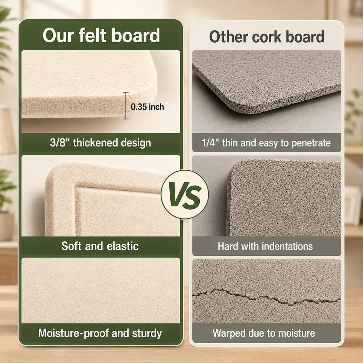 Felt Bulletin Board for Wall, 36" x 24" Frameless Pin Board, Beige