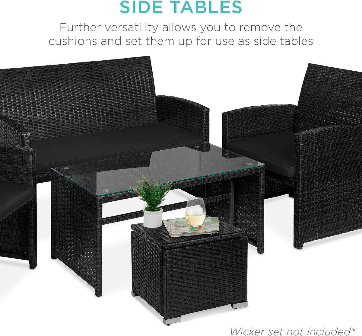 Best Choice Products Set of 2 Wicker Ottomans, Multipurpose Outdoor Furniture...