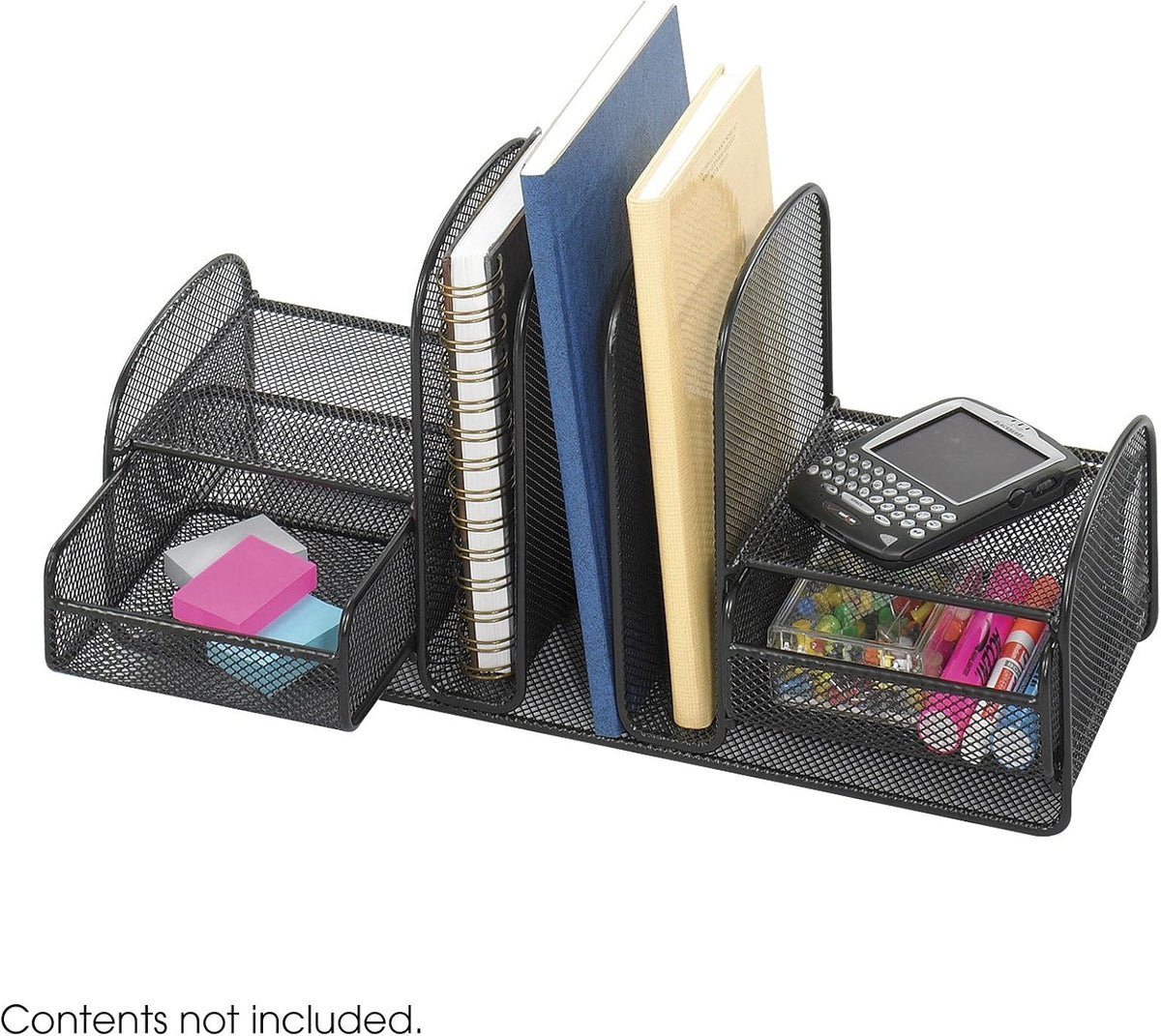 Safco 3263BL Onyx Mesh Desk Organizer with Three Vertical Sections, Two Baske...