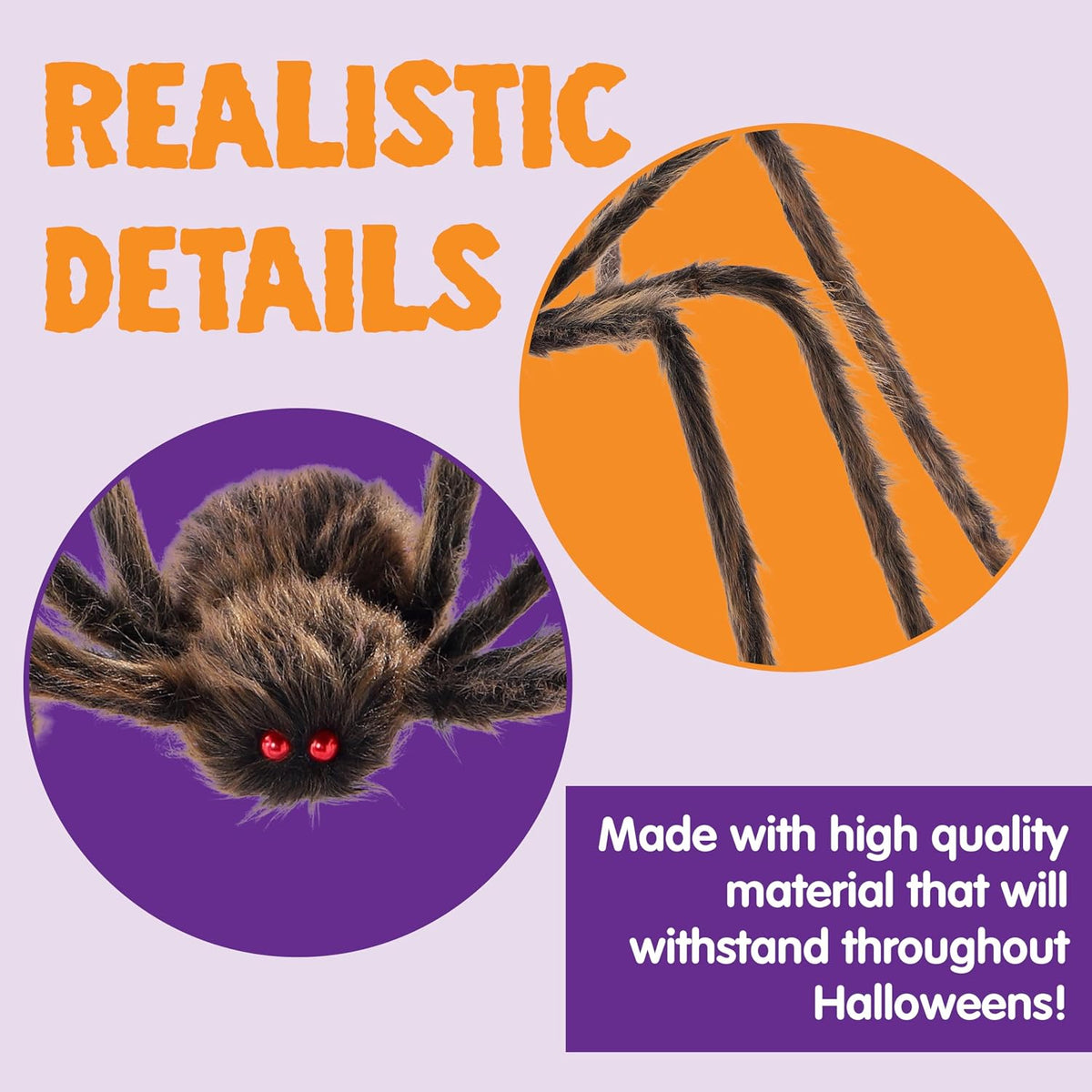 JOYIN 2 Pack 5 Ft Halloween Outdoor Decorations Hairy Brown Spider, Scary Fak...