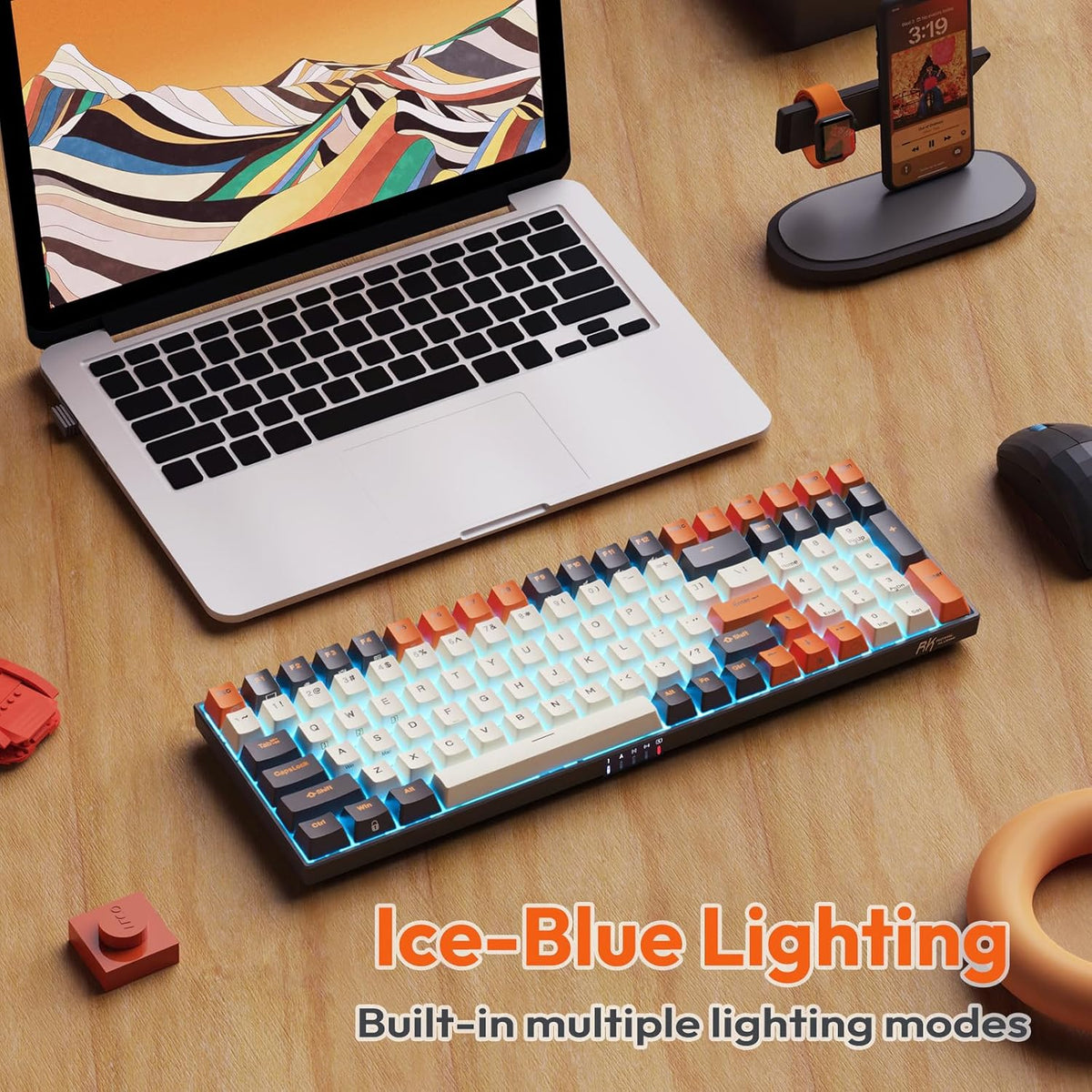 RK ROYAL KLUDGE RK100 Wireless Mechanical Keyboard RGB Backlit Bluetooth5.1/2...