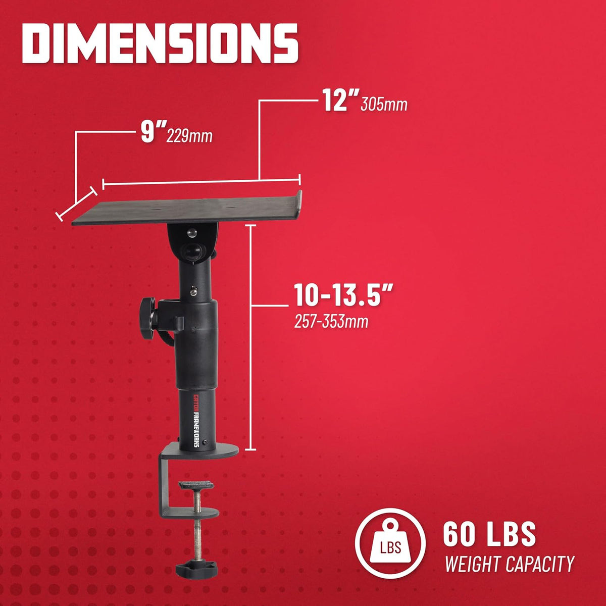 Gator Frameworks Desktop Clamp-On Studio Monitor and Speaker Stand with EVA F...
