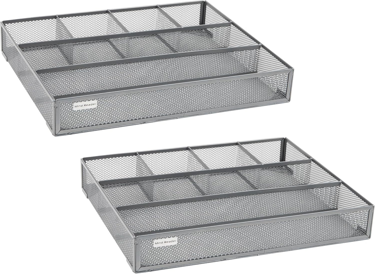 Mind Reader 6-Compartment Drawer Organizer, Metal Mesh Desk Organizer for Off...