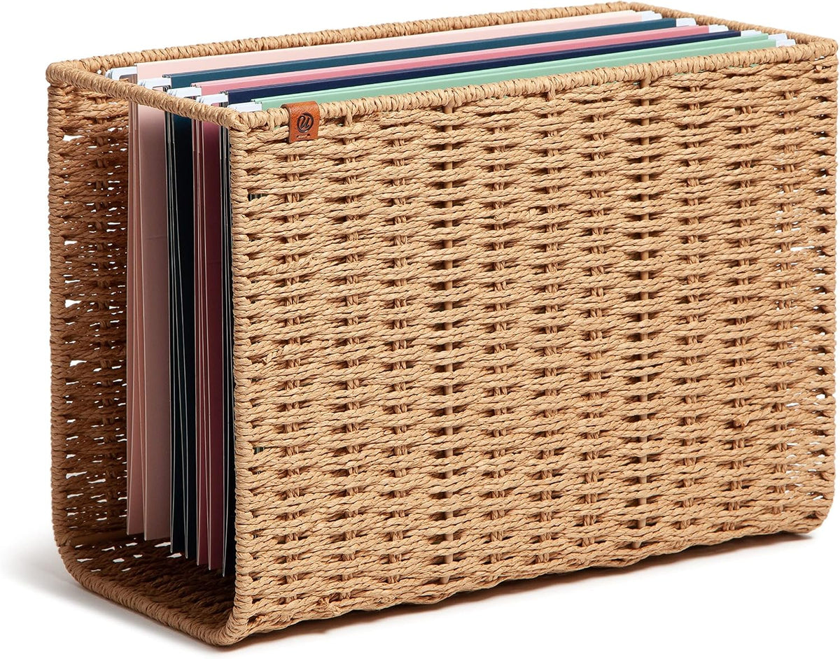 U Brands Desktop Hanging File Organzier, Woven Texture, Letter Size