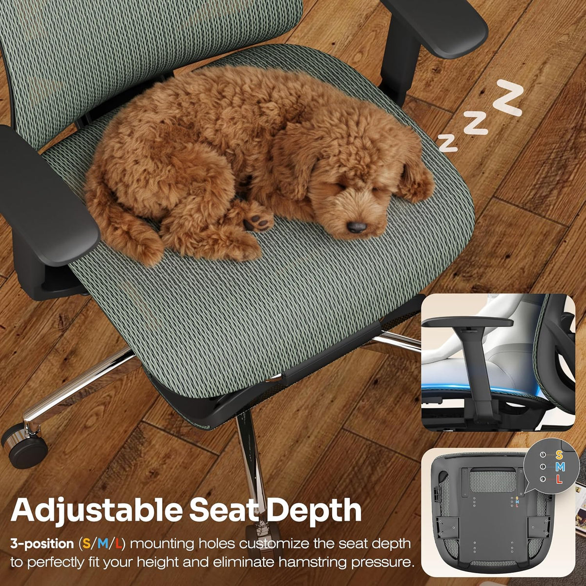 GABRYLLY Ergonomic Office Chair with Adjustable Lumbar Support, 3D Armrests &...
