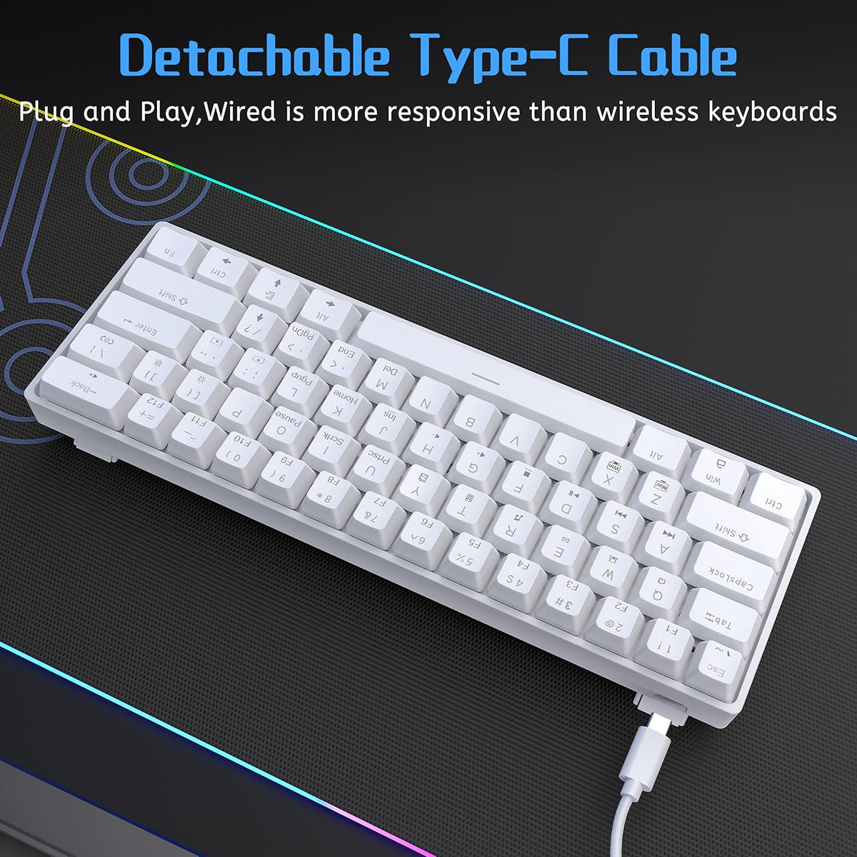 DIERYA 60% Mechanical Keyboard, DK61se Wired Gaming Keyboard with Brown Switc...