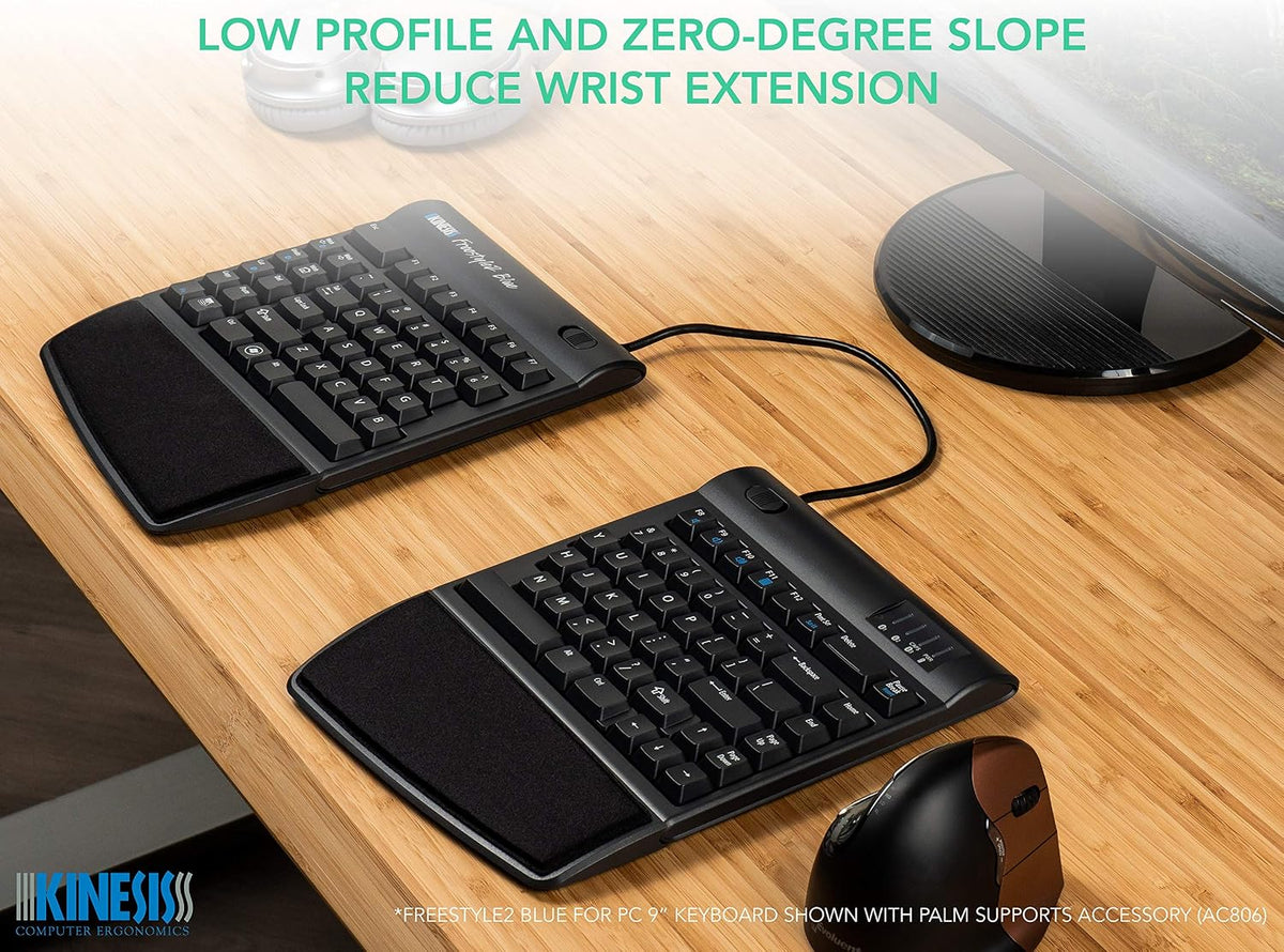 KINESIS Freestyle2 Blue Wireless Ergonomic Keyboard for PC (9" Separatio...