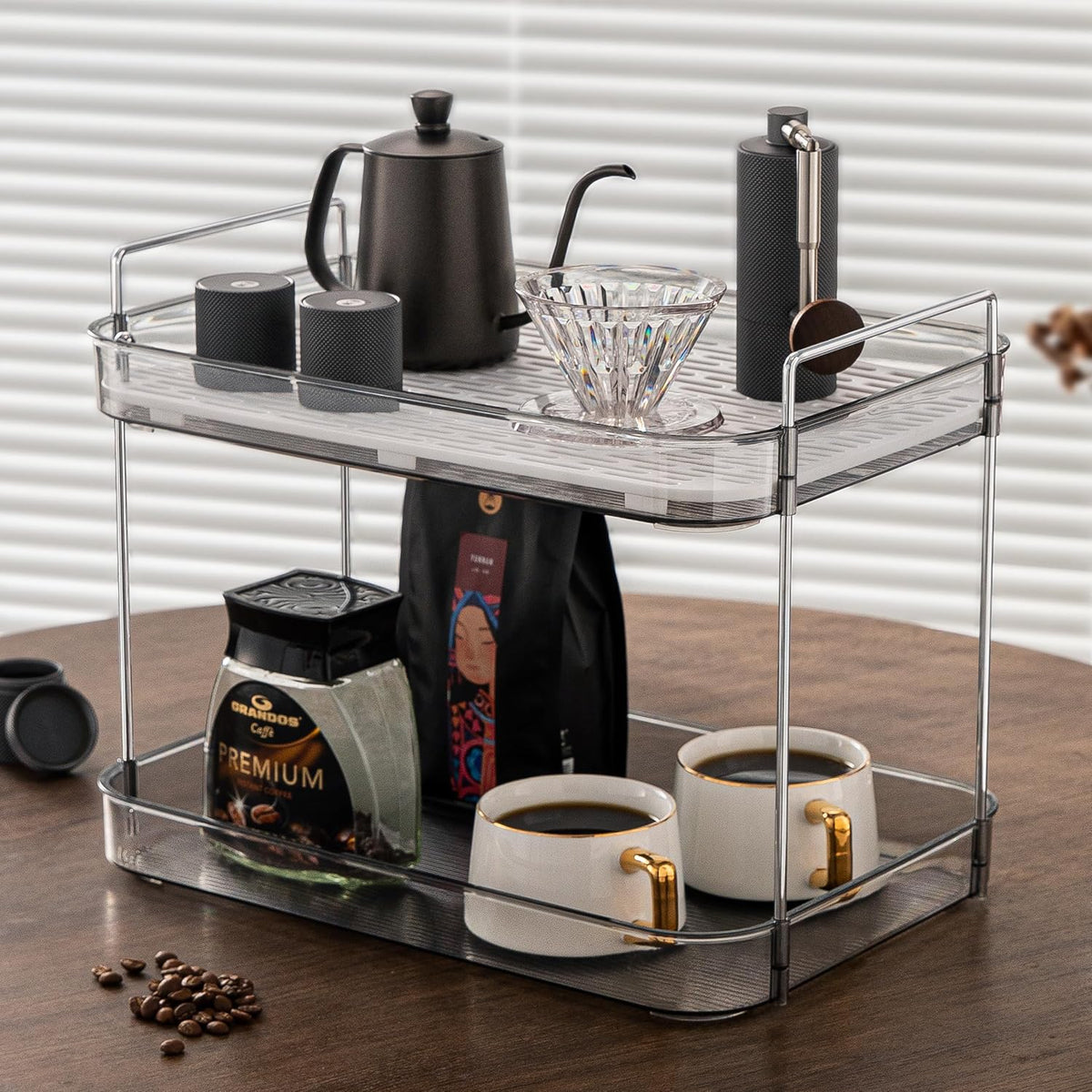 Coffee Bar Accessories, Station Organizers,Large Capacity Storage with Drain ...