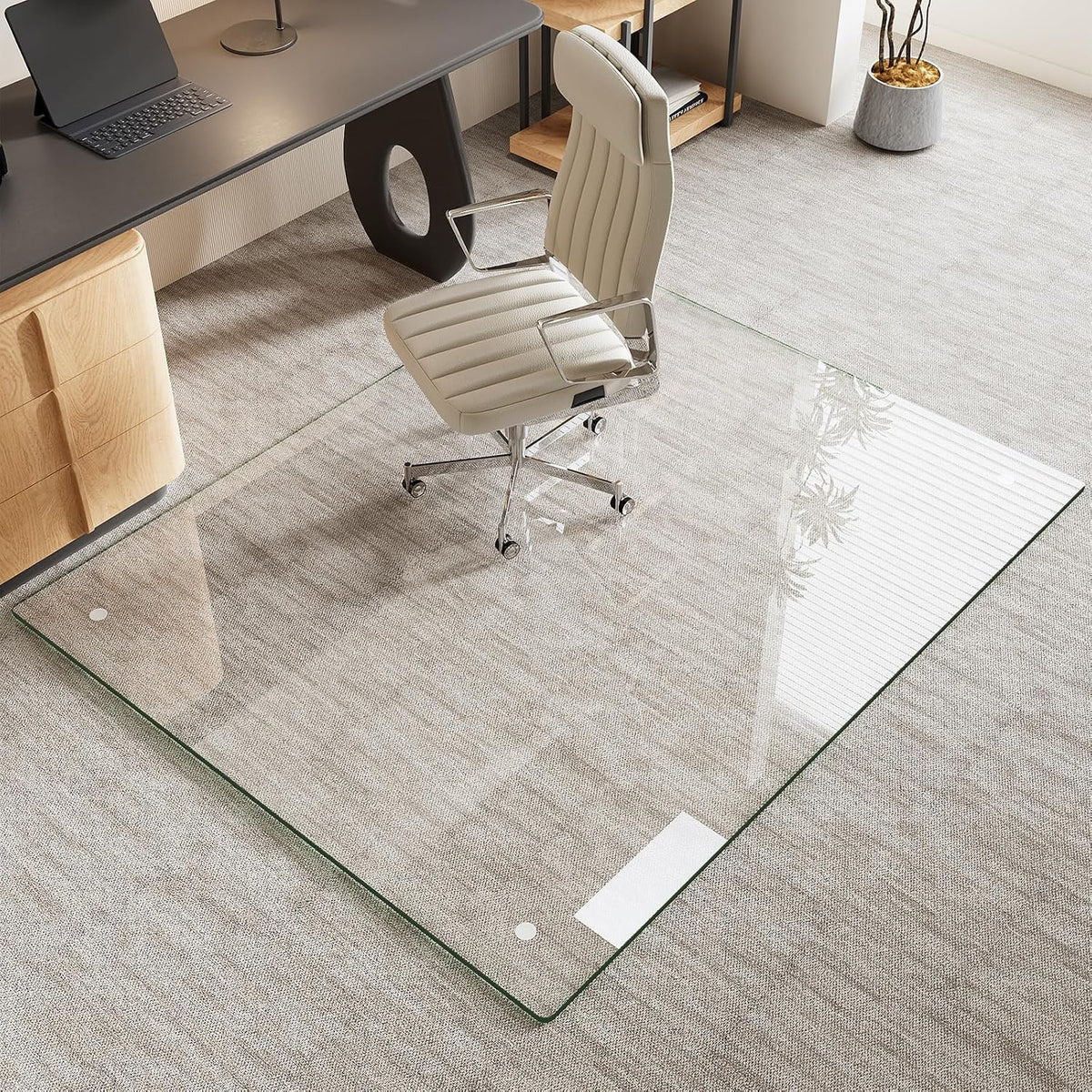 46" x 55" Tempered Glass Chair Mat for Carpet & Hard Floors
