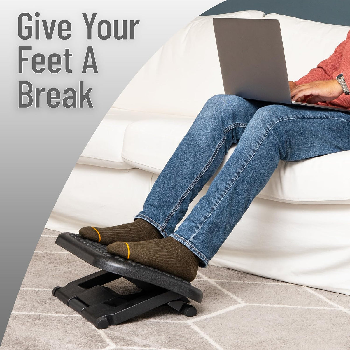 Mind Reader Foot Rest, Under Desk at Work, Ergonomic, Height Adjustable, Offi...