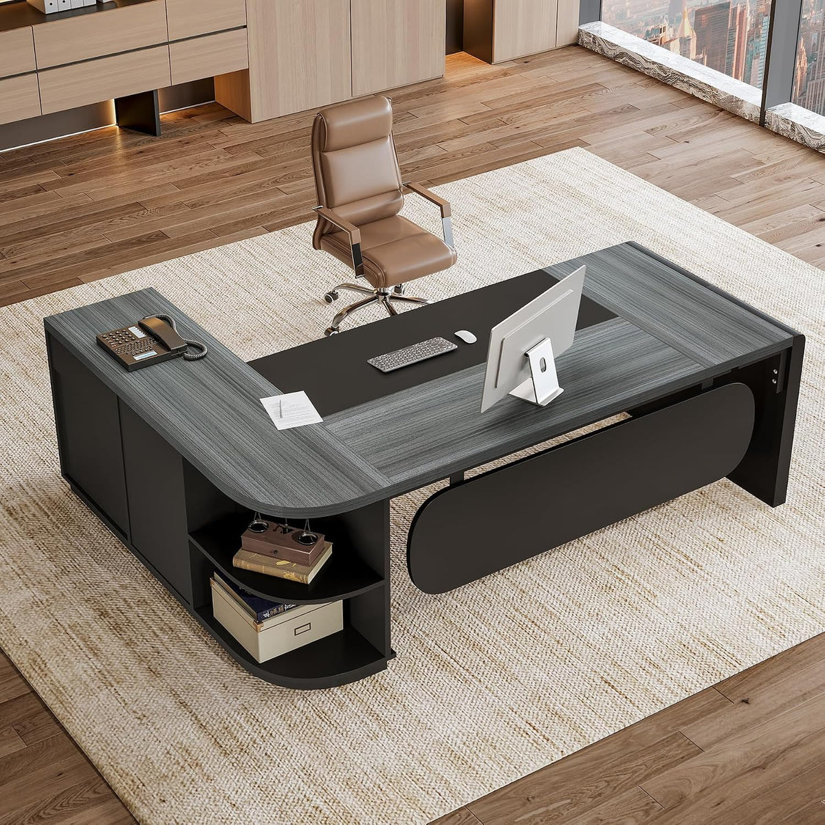 Tribesigns 81‘’ L-Shaped Executive Desk, Large Modern Office Desk with Drawer...