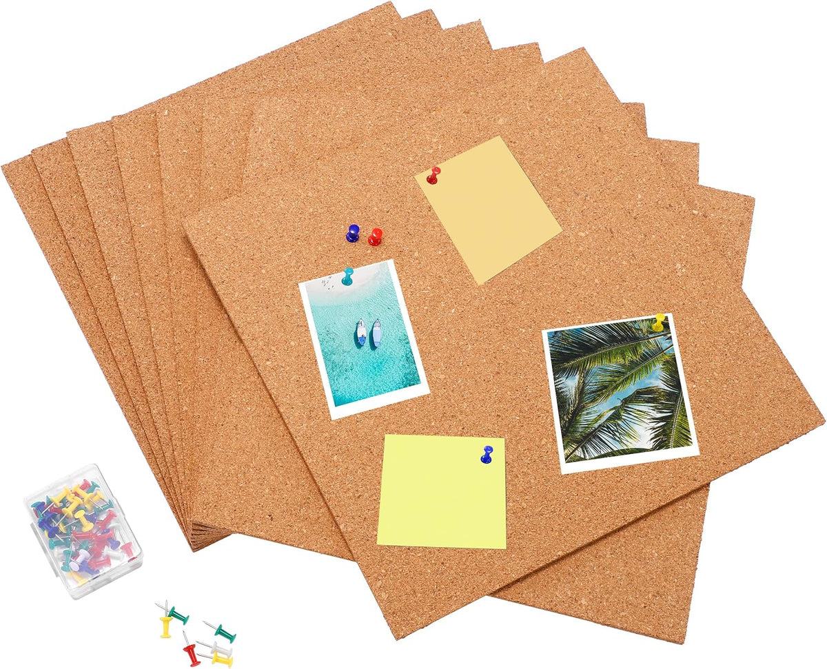 SUNGIFT Cork Board 12"x12" -12 Pack Square Decorative Cork Tiles 1/...