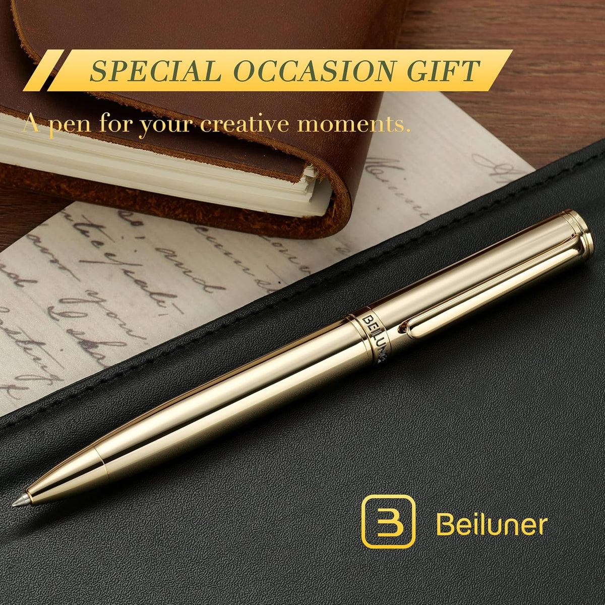BEILUNER Gold Gel Pen, Stunning Luxury Pens with 24K Gold Plating