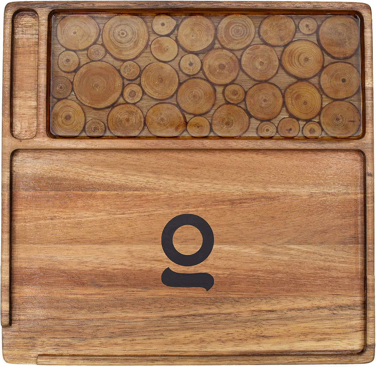 ONGROK Natural Acacia Wood Decorative Tray | Large Rolling Surface, Handmade,...