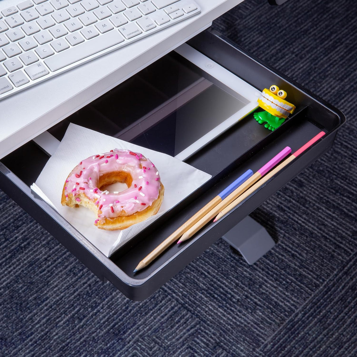 Officemate Large Self-Adhesive Under Desk Drawer, Black, 12.5" x 10.75&q...