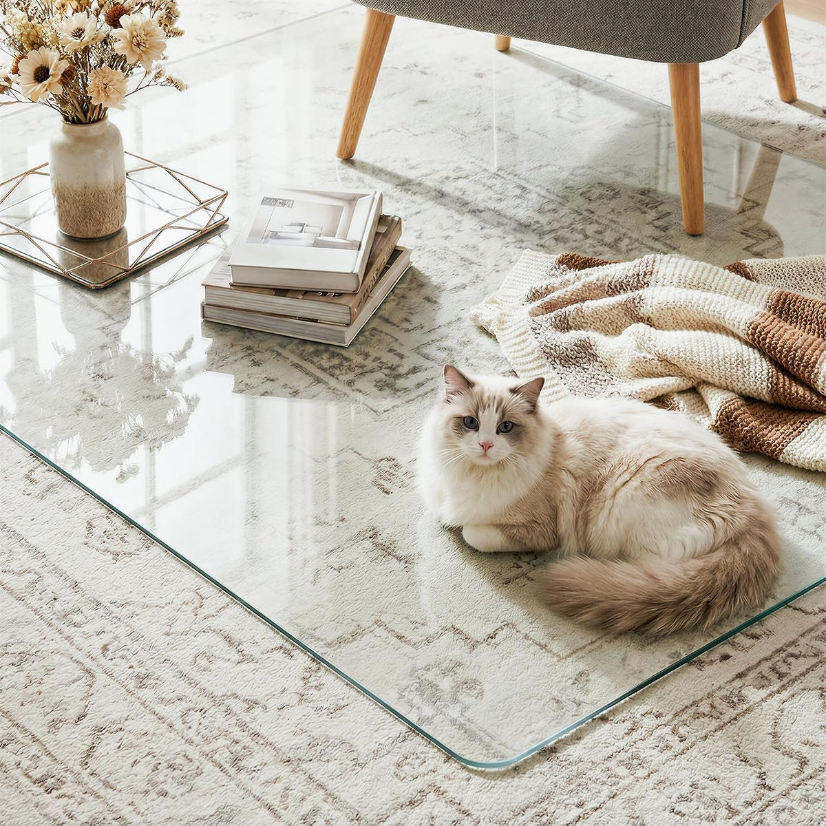 30"x55" Tempered Glass Chair Mat for Carpet & Hardwood Floors