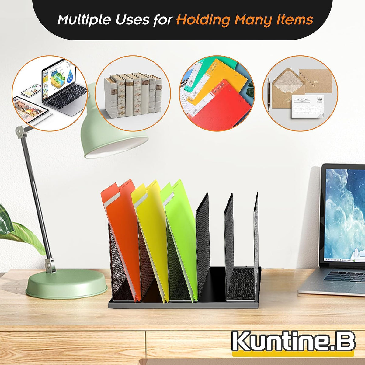 Kuntine.B Desk File Organizer Upright Mesh Desktop Organizer File Sorter Offi...