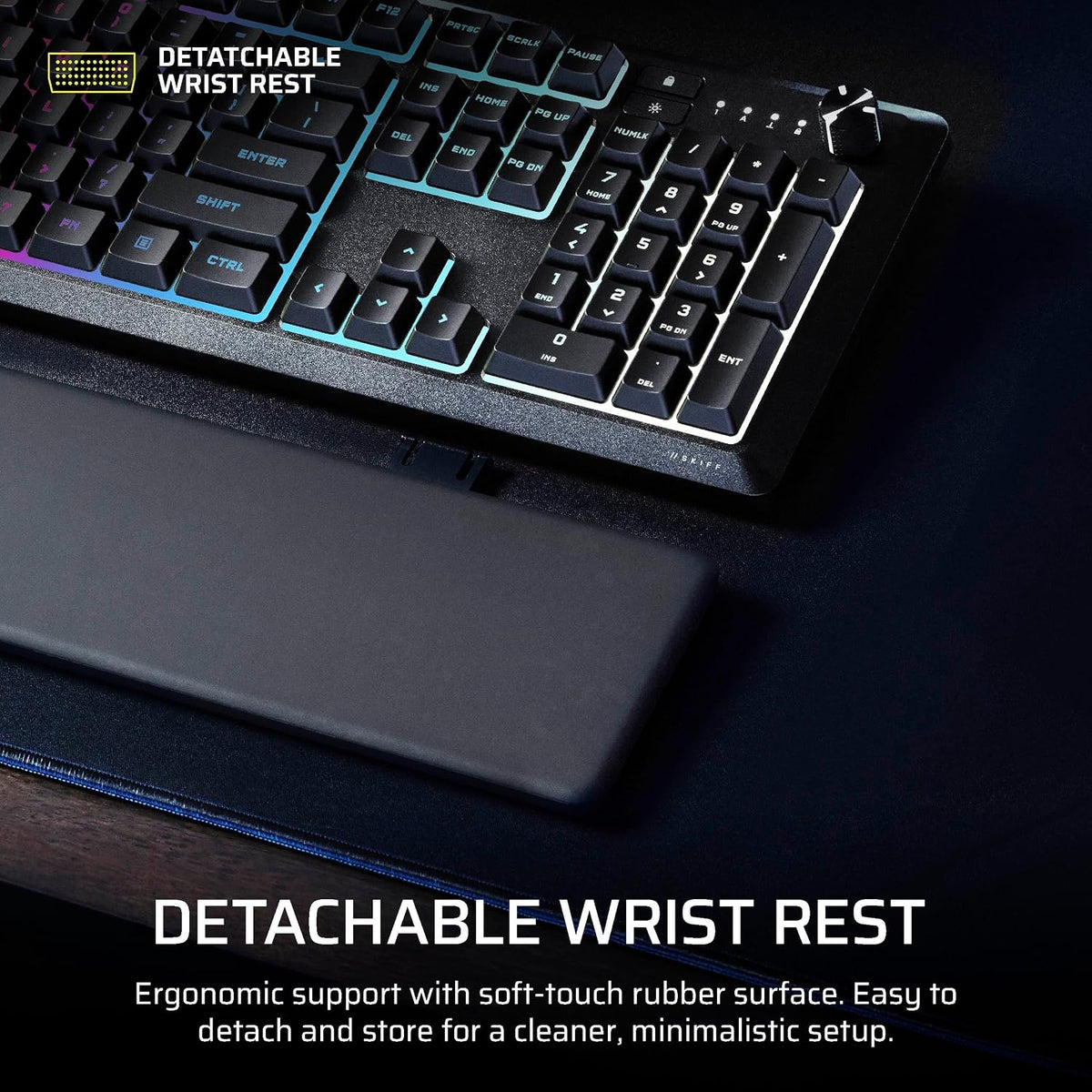 Corsair Skiff 100 Quiet RGB Wired Gaming Keyboard – US QWERTY – Black