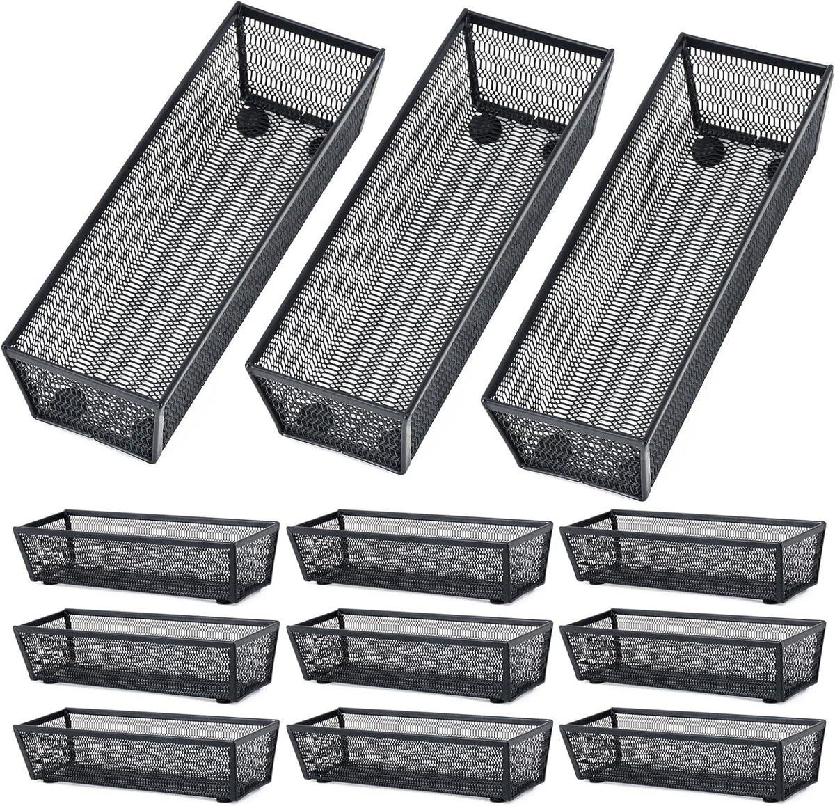 Neudeco Silverware Organizer, Black, 9 x 3 x 2 inch, Pack of 12