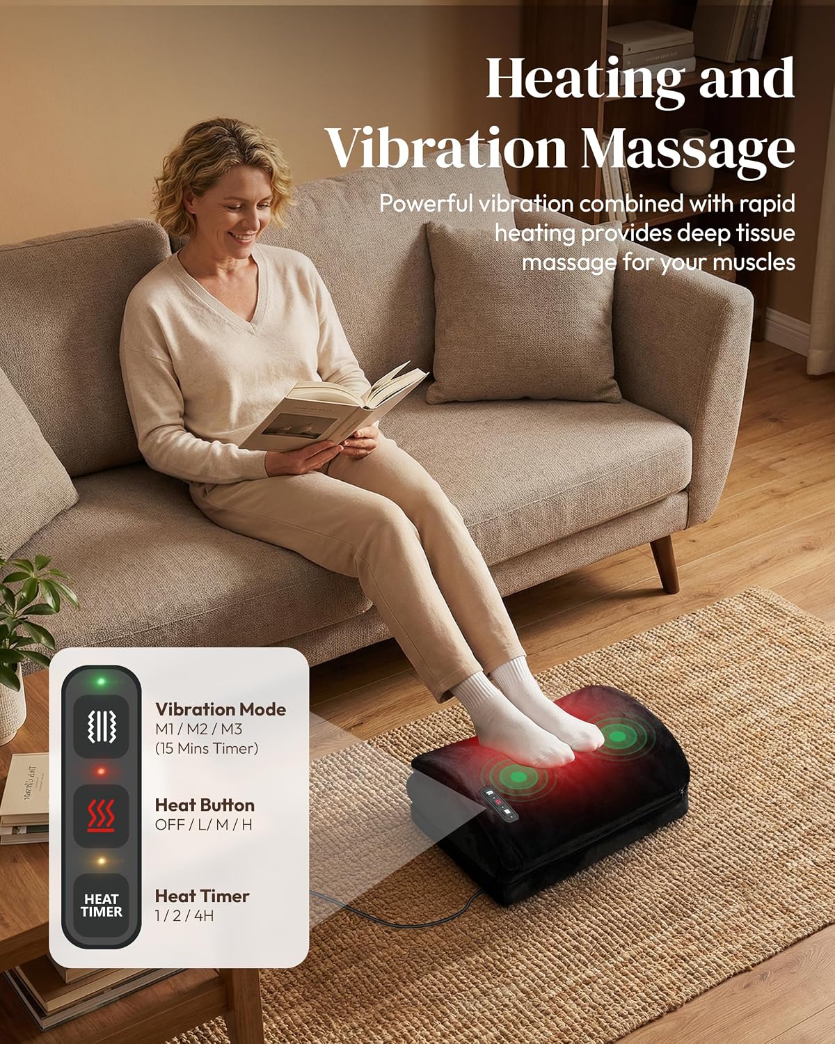 Heycool Heated Foot Rest Under Desk with Vibration Massage, Office Stool