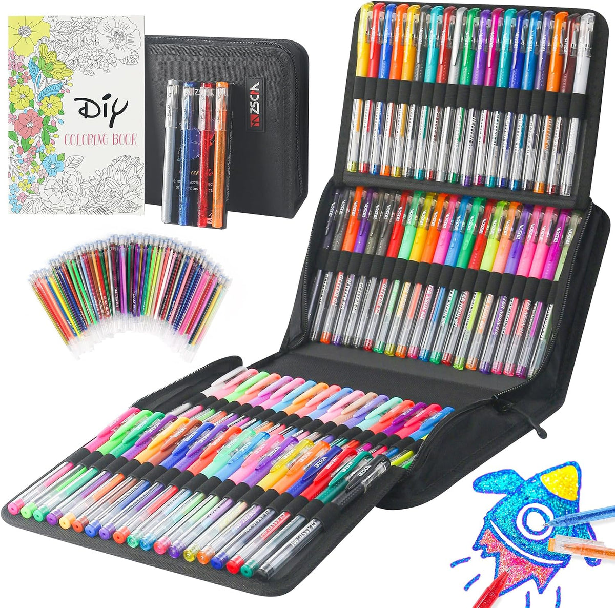 202 Pack Gel Pen For Adults Coloring Books, Fine Tip Gel Pen