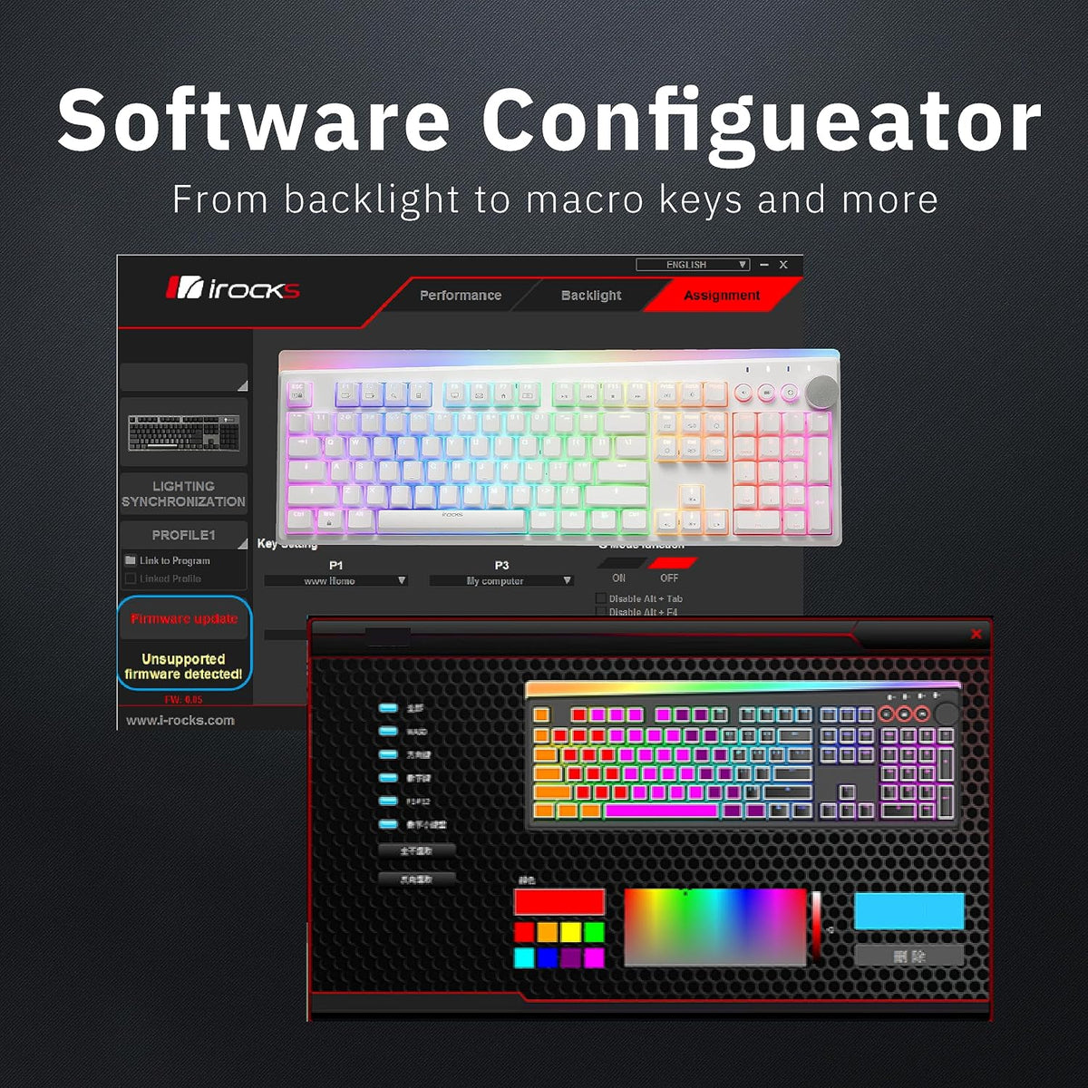 iRocks K71R Wireless RGB Mechanical Gaming Keyboard, Brown Switch, Backlit