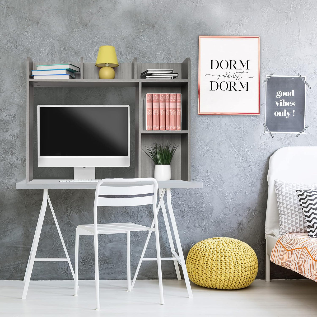 GlossyEnd Sturdy & Elegant Wood Desk Bookshelf Organizer, Office Storage ...