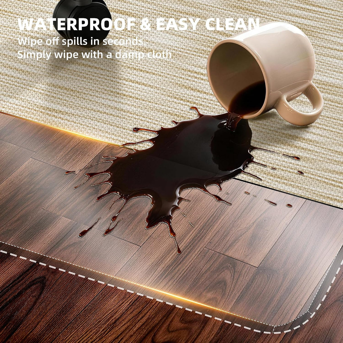 Office Chair Mat for Hardwood Floor 48" x 60", Oatmeal PVC Floor Pr...
