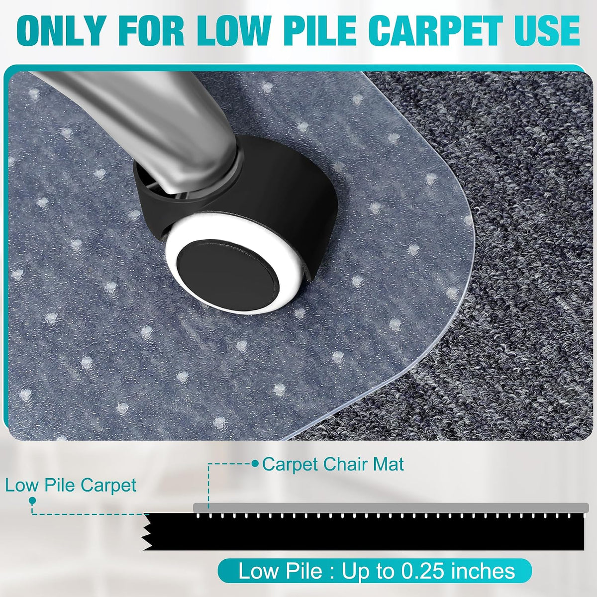 Office Chair Mat for Carpets, 48"x 36" Heavy Duty Clear Plastic Flo...