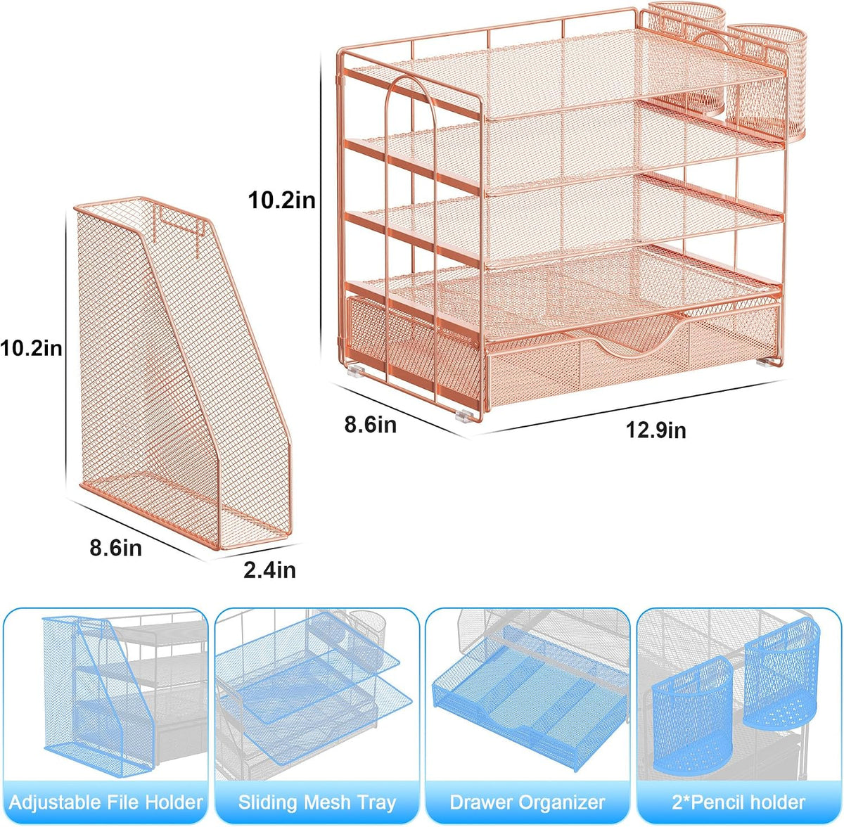 gianotter 5-Tier Desk Organizer with Drawers and File Holders