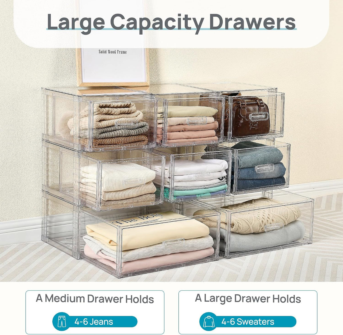 Vtopmart 5 Pack Large & Medium Storage Stackable Drawers Set