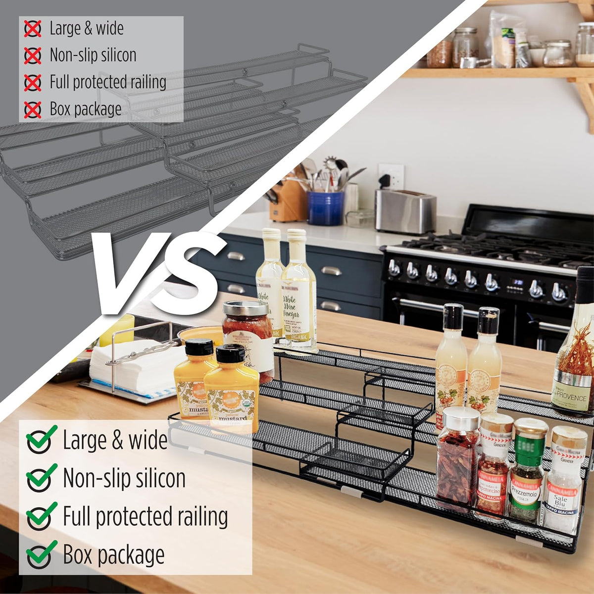 3 Tier Wide Expandable Cabinet Spice Rack Organizer (14.5" to 29.1"...