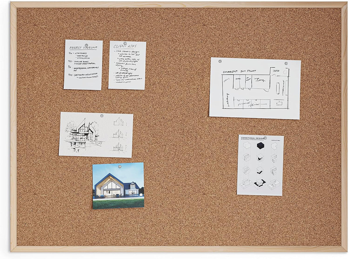 U Brands Cork Board, Birch Bulletin Board for Office Wall, 48" x 36"