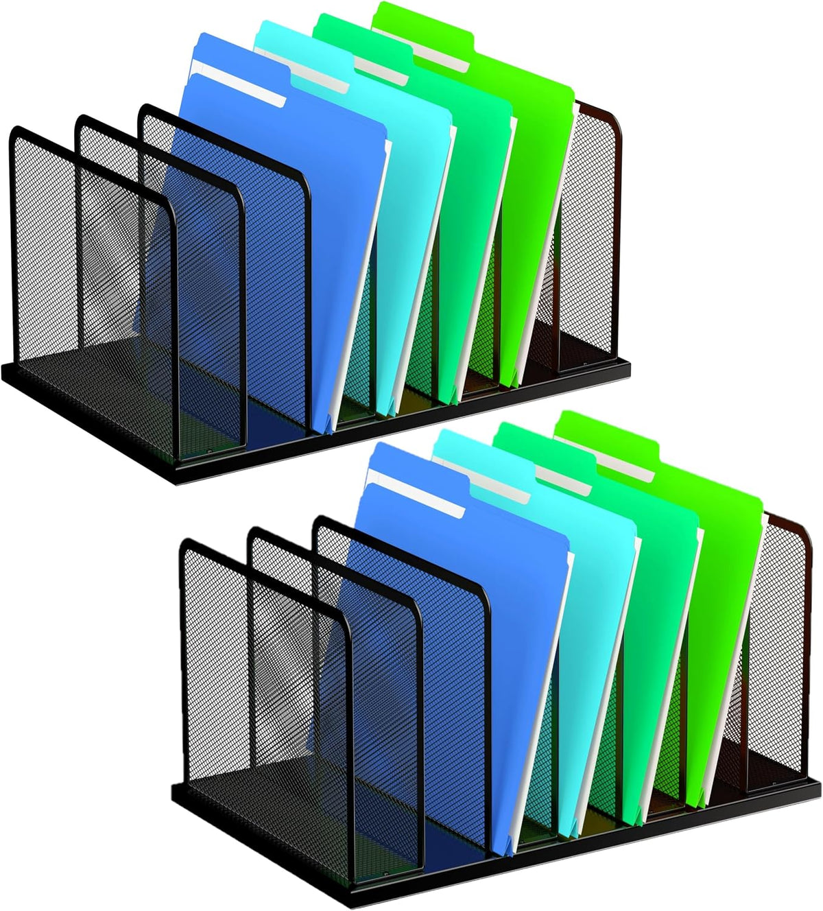 Kuntine.B 7-Section Upright Desk File Organizer Black 2 Pack