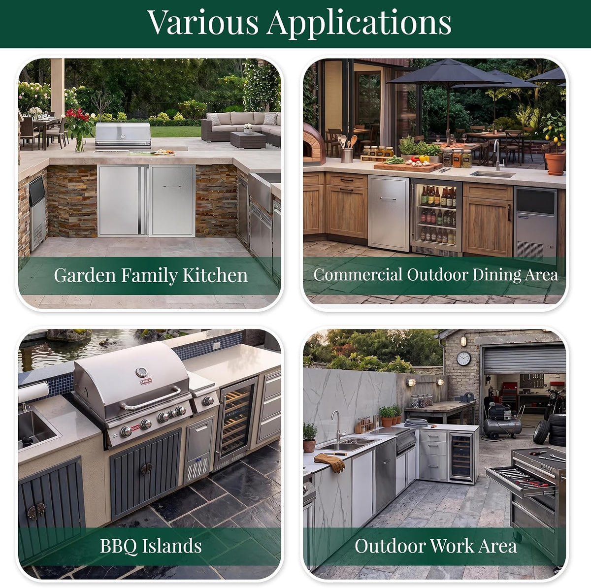 Jocisland 14-Inch Stainless Steel Outdoor Kitchen Drawer Cabinet