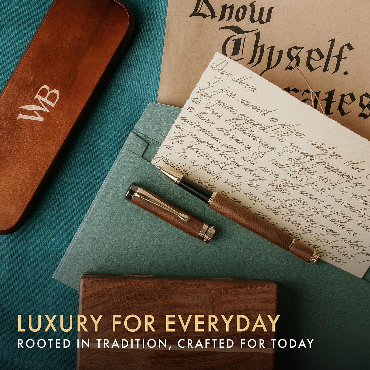 Wordsworth & Black Luxury Refillable Bamboo Wood Rollerball Pen for Writing