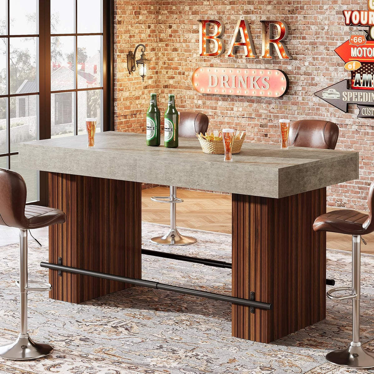 Tribesigns 62.2 Inch Bar Table, Industrial Counter Height Pub Dining Table