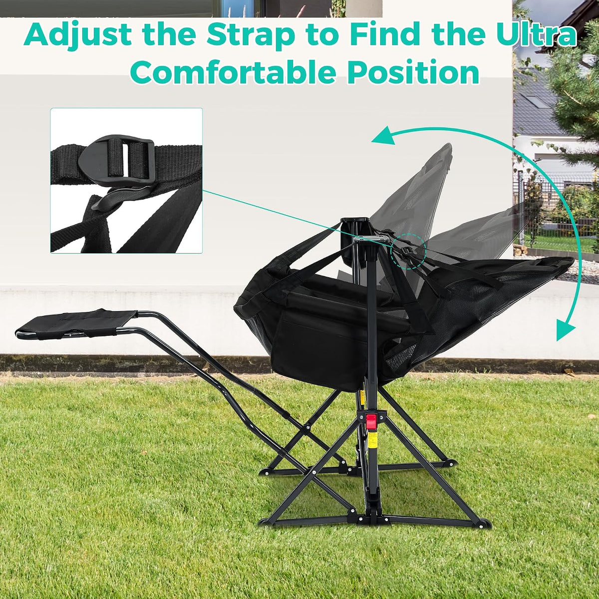 Ainfox Hammock Camping Chair with Footrest, Foldable Portable Rocking Chairs ...