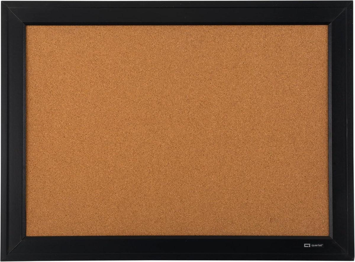 Quartet Cork Board Bulletin Board, 17" x 23", Framed Corkboard, Bla...