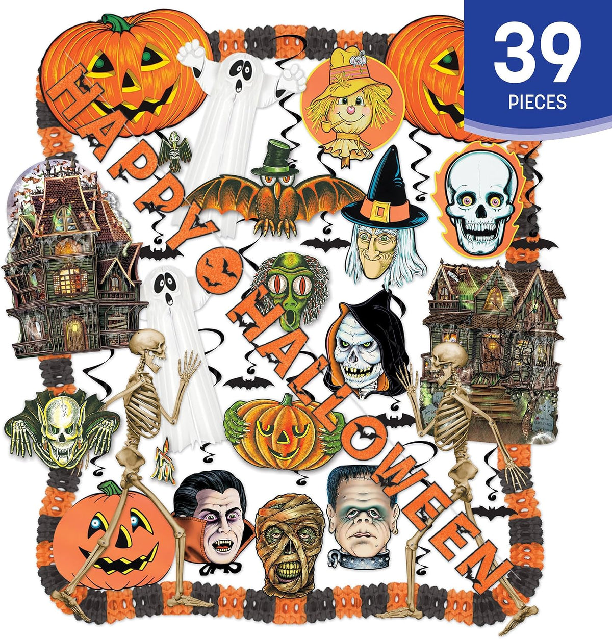 Beistle 24 Piece Halloween Decorating Kit - Complete Party Pack of Seasonal D...