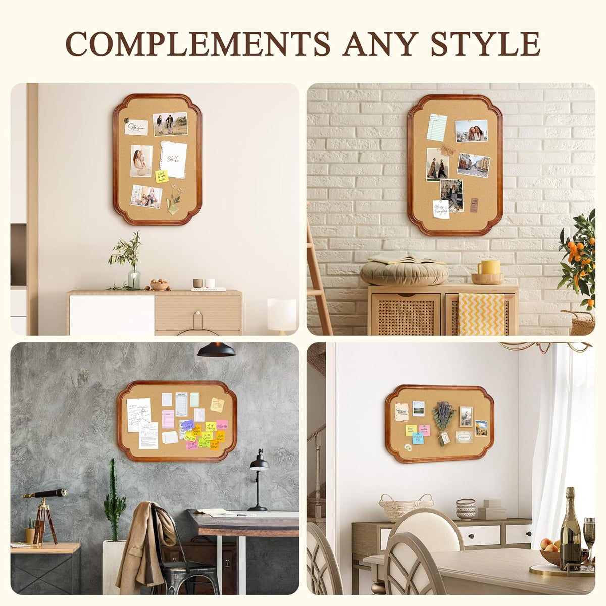 Scalloped Edge Wooden Frame Cork Board 30x20in (75x50CM)