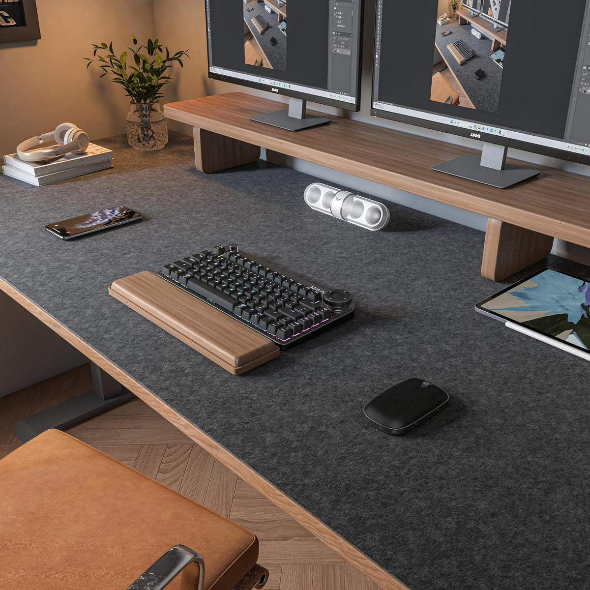 DAWNTREES Large Felt Desk Mat, 47.2"x 23.6", Desk Pad for Office an...