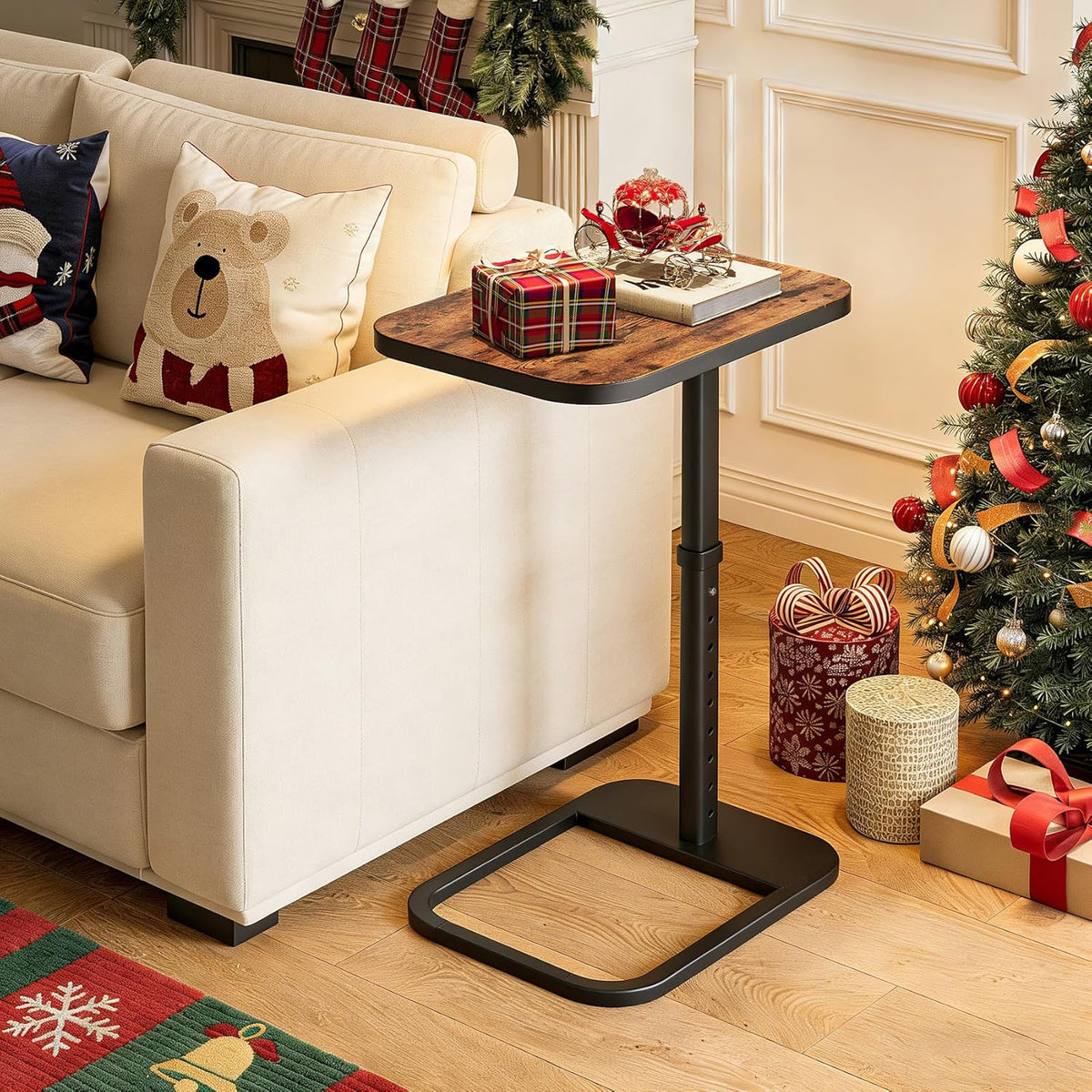 Kitstorack TV Tray Table, Adjustable Height & Flip-Top & Rounded Meta...