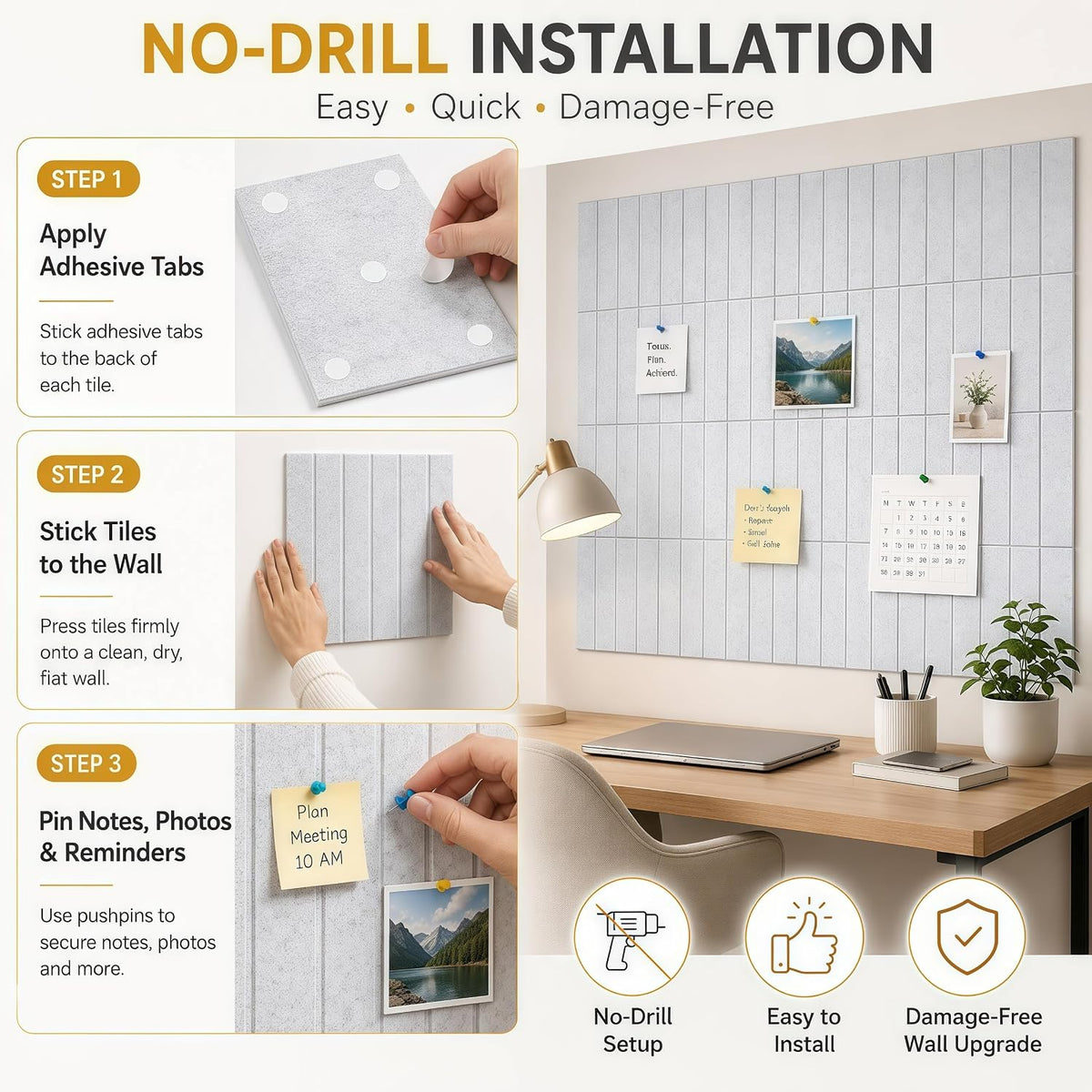 16 Pack Large Felt Bulletin Board & Cork Boards Alternative, 48"x48&...