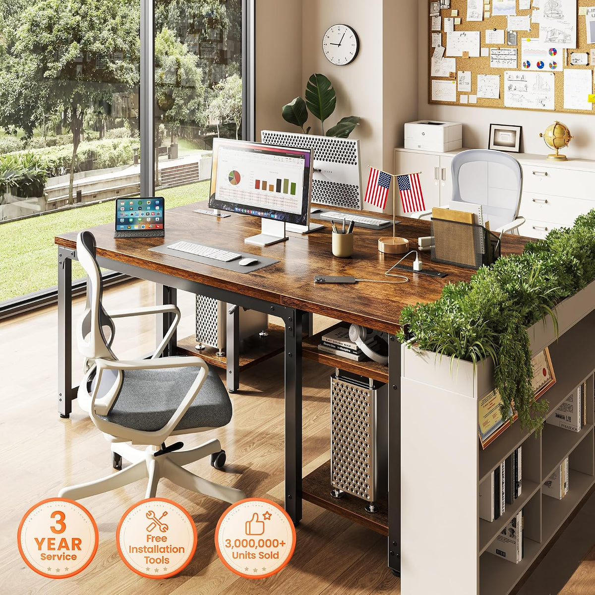 Huuger 55'' x 19.7'' Computer Desk with Power Outlets, 0.95