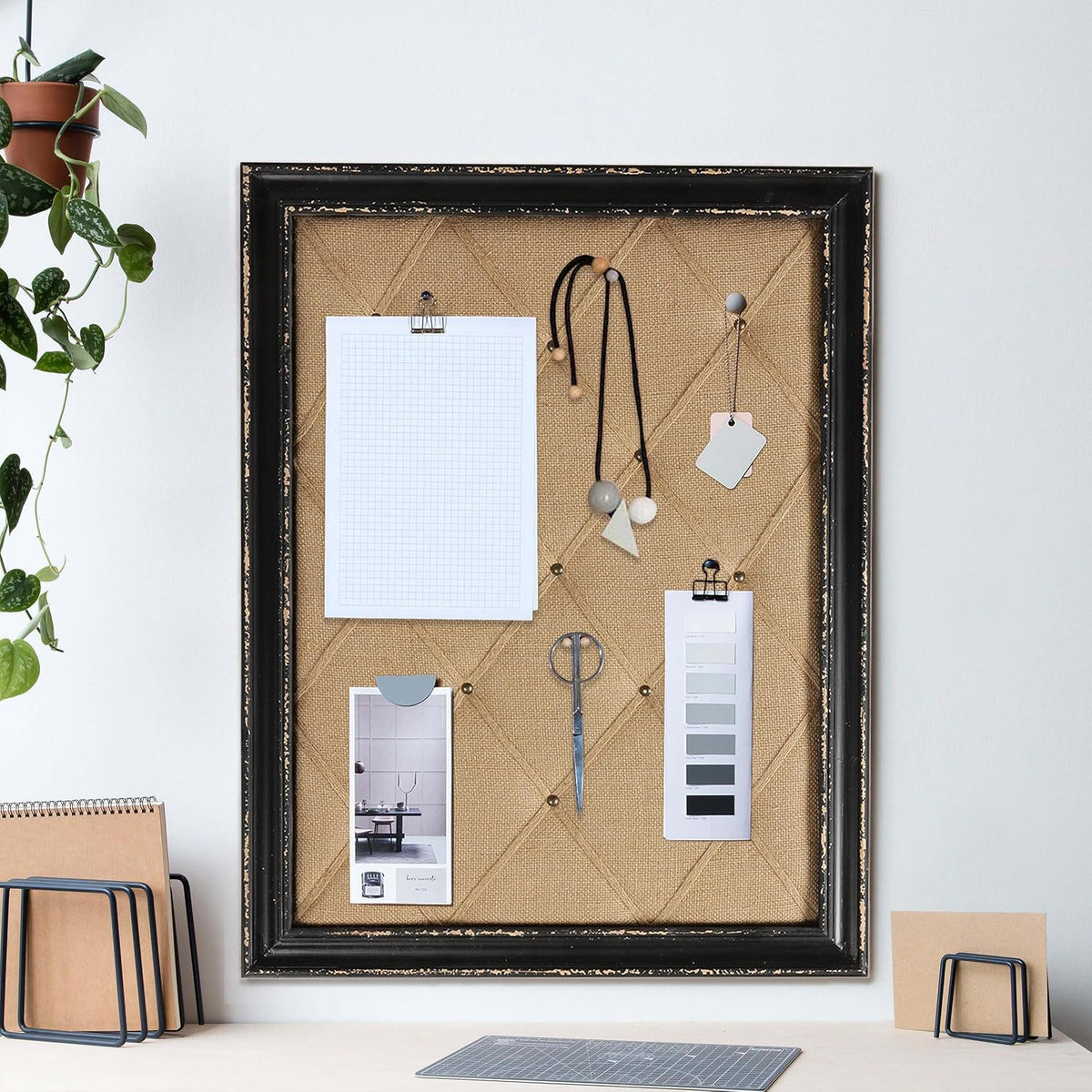 SOFE 21x27 Black Framed Linen Vision Board, Large Bulletin Board